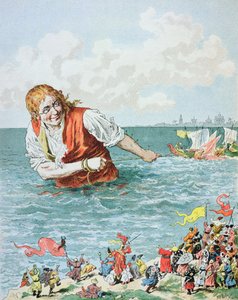 &39;Então levando a minha captura, cheguei logo no porto imperial ...&39;, ilustração de &39;The Travels of Gulliver&39; por Jonathan Swift (1667-1745) de Frederic Theodore Lix